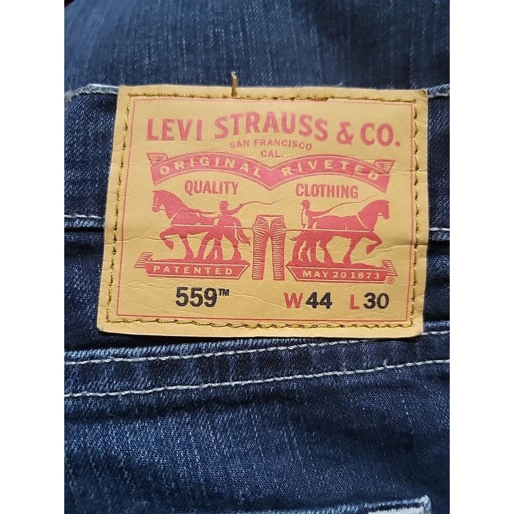 Levi's 559 Blue Jeans Relaxed Straight Fit Stretch Jean 44x30 Dark Blue